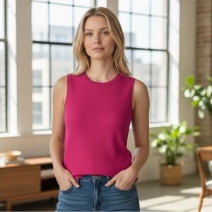 J. Crew Sleeveless Knit Shell in Hot Pink – Size M